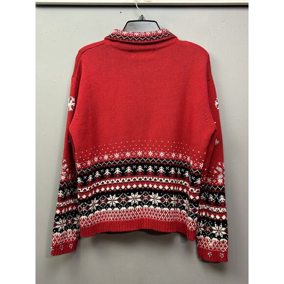 Vintage Heirloom Collectibles Sweater Womens Large Red Snowflake Christmas 2004 - Picture 4 of 6
